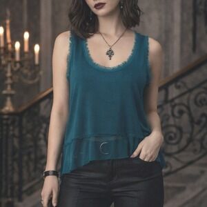 Bordeaux Frayed Edge Tank Top Size S Mixed Media Minimalist Romantic